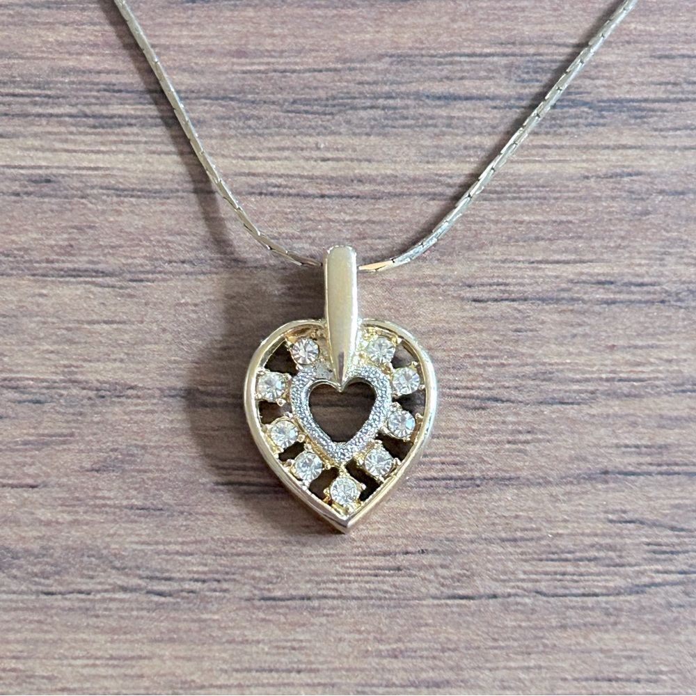 Pierre Cardin Rhinestone Heart Necklace